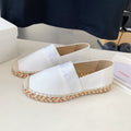 LOAFER SHOES IN WHITE DENIM AND WOVEN RAFFIA