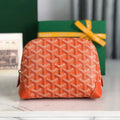 VENDÔME COSMETIC POUCH 17 IN ORANGE GOYARDINE CANVAS AND CALFSKIN TRIM