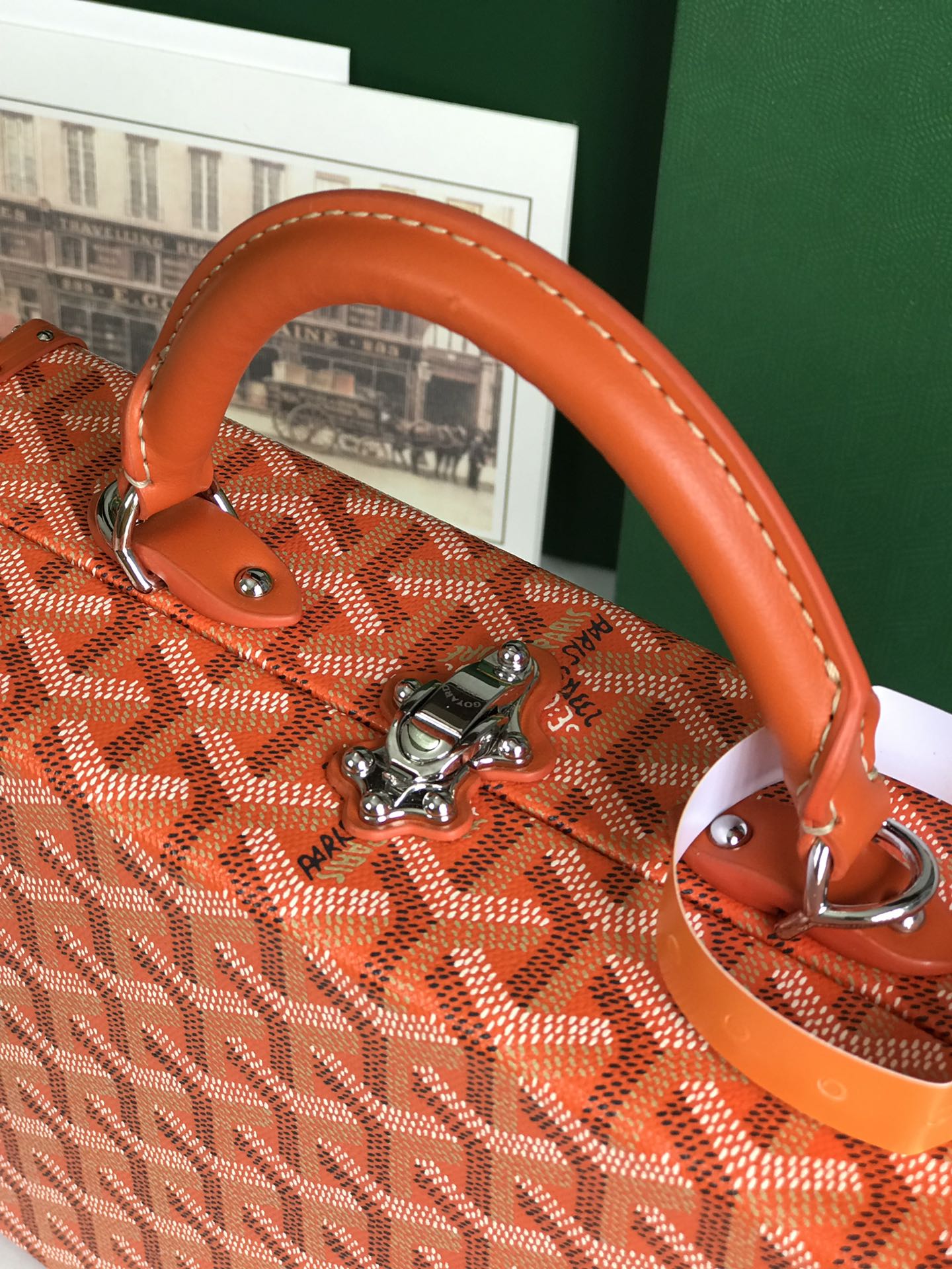 GRAND HÔTEL TRUNK BAG 24 IN ORANGE GOYARDINE CANVAS AND CALFSKIN