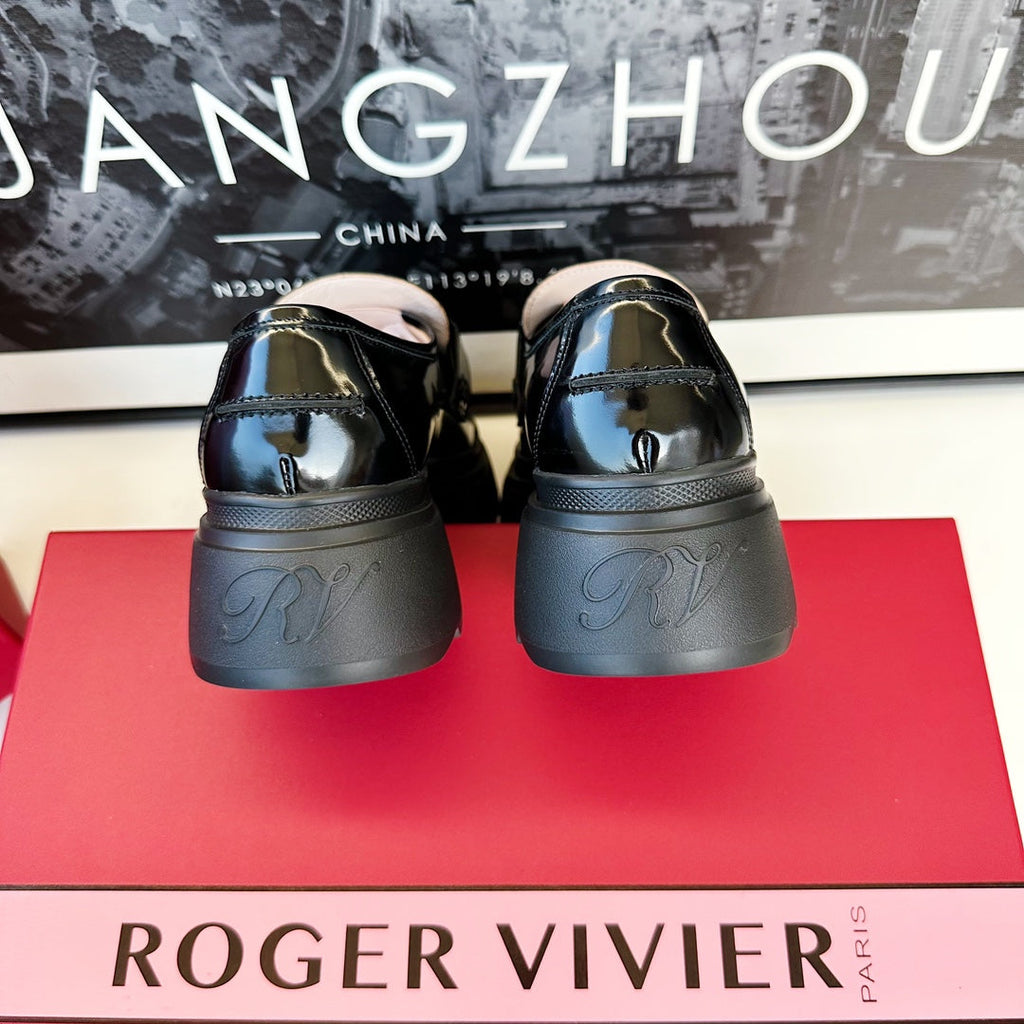 VIV' RANGERS LOAFERS IN BLACK SHINY CALFSKIN STRASS BUCKLE