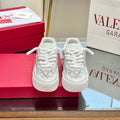 VALENTINO 25S GARAVANI ONE STUD XL PLATFORM SNEAKERS IN WHITE LAMBSKIN STONE-EMBELLISHED
