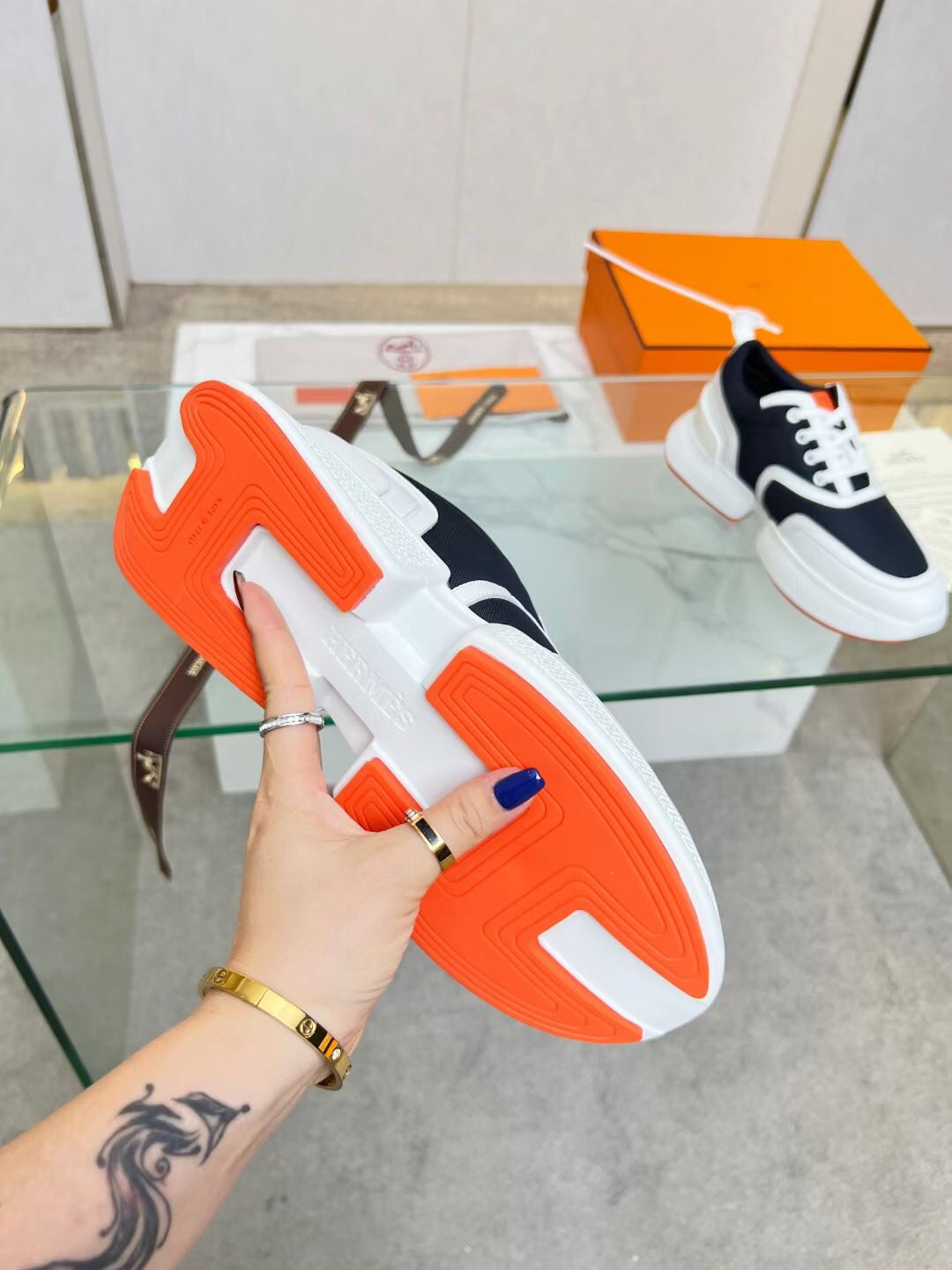 GIGA SNEAKER CHARCOAL BLUE CALFSKIN