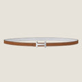 HM FOCUS BUCKLE & REVERSIBLE BRONZE BROWN AND WHITE LEATHER STRAP 13MM SILVER HARDWARE