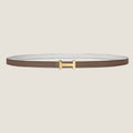 HM FOCUS BUCKLE & REVERSIBLE PEANUT BROWN AND WHITE LEATHER STRAP 13MM GOLD HARDWARE