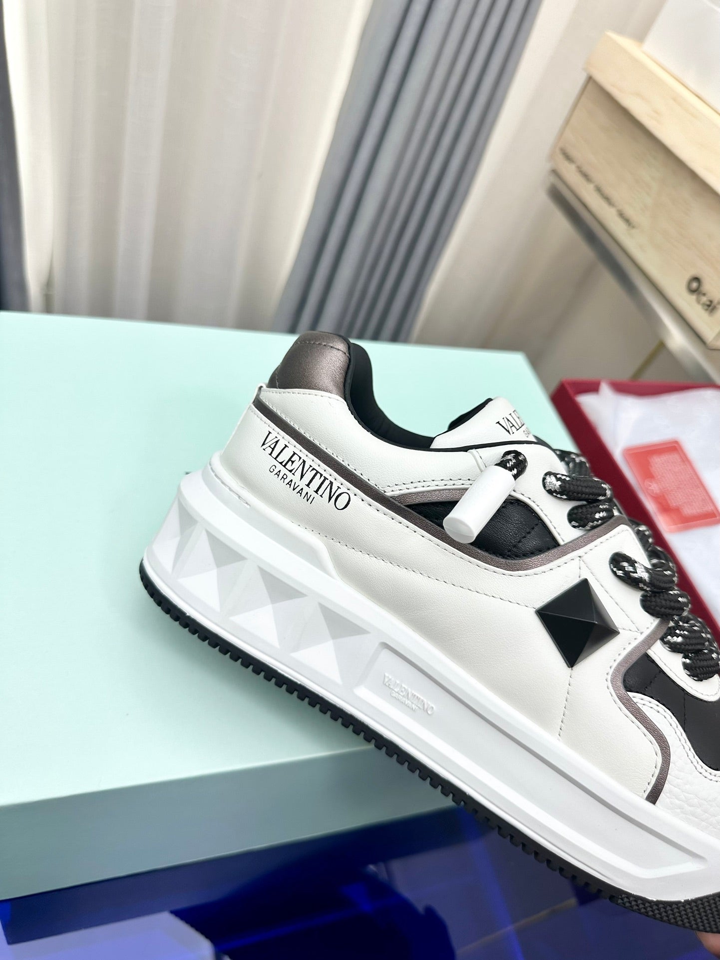 One Stud Xl Low-Top Sneaker Black White Nappa Leather Fabric