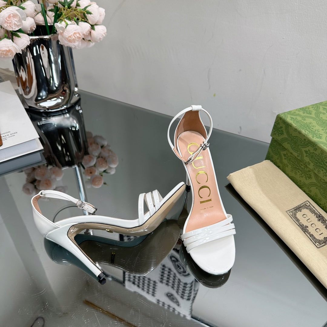 GG 105 HIGH HEEL SANDAL WHITE LAMBSKIN