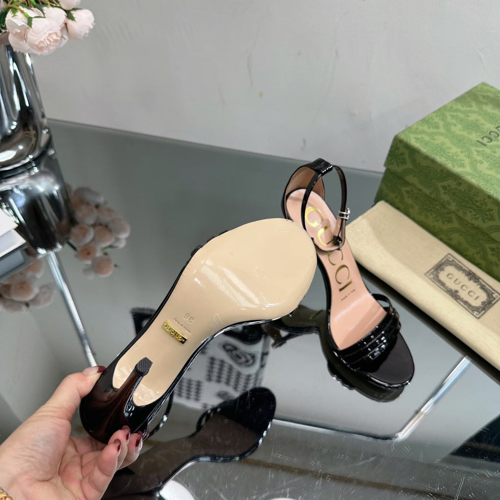 GG 105 HIGH HEEL SANDAL BLACK LAMBSKIN