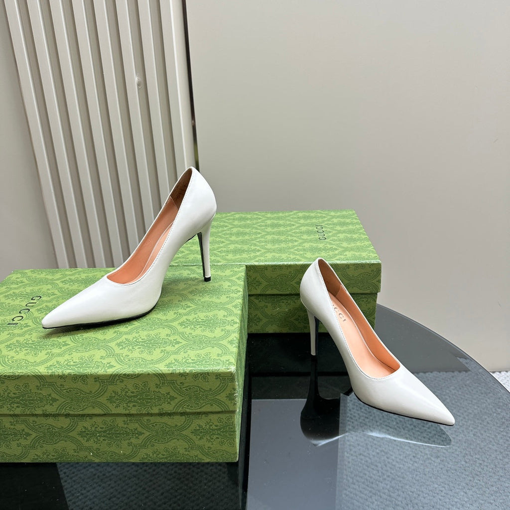 GG 105 BASIC HIGH HEEL WHITE LAMBSKIN