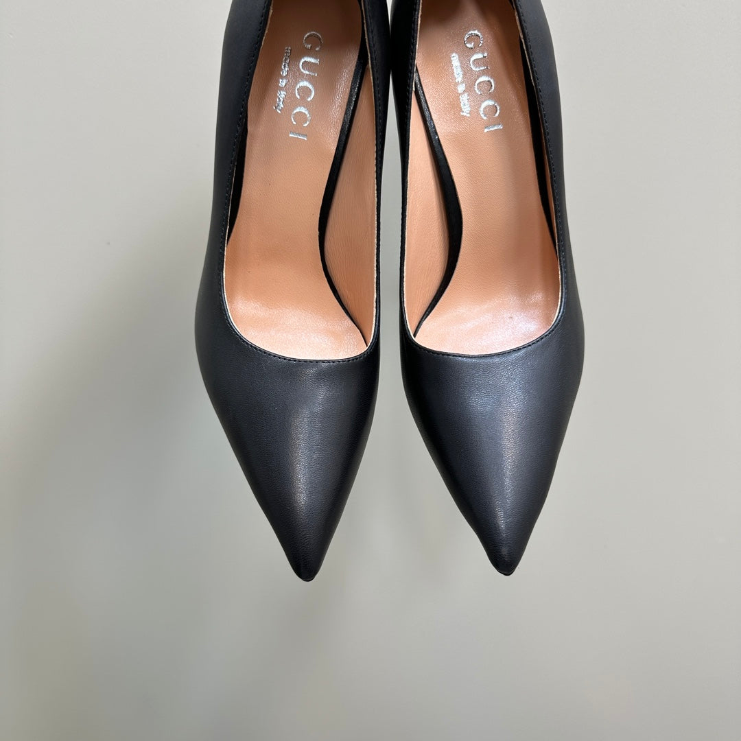 GG 105 BASIC HIGH HEEL BLACK LAMBSKIN