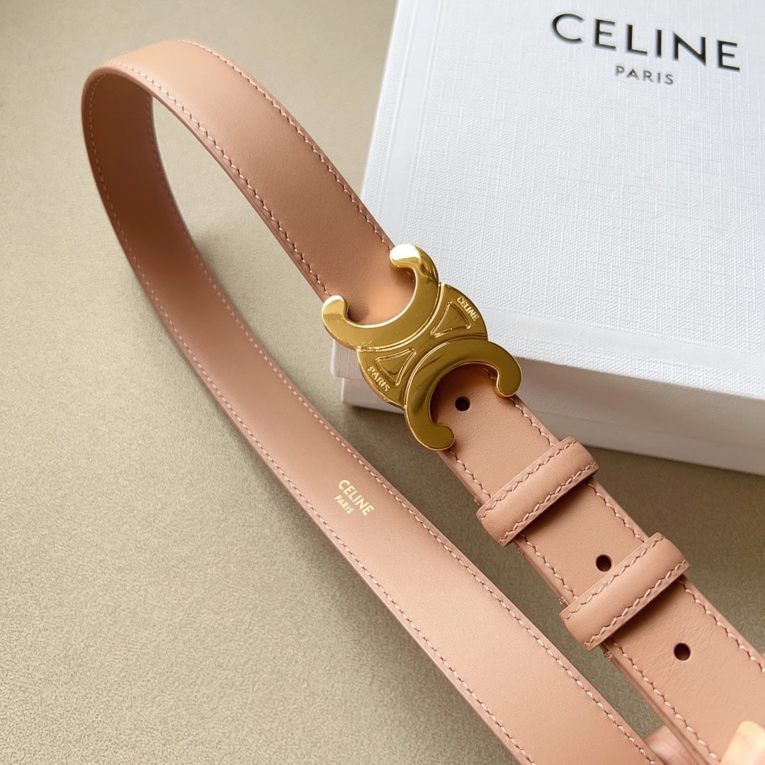 Medium Triomphe Belt 25mm Flamingo Calfskin Ghw