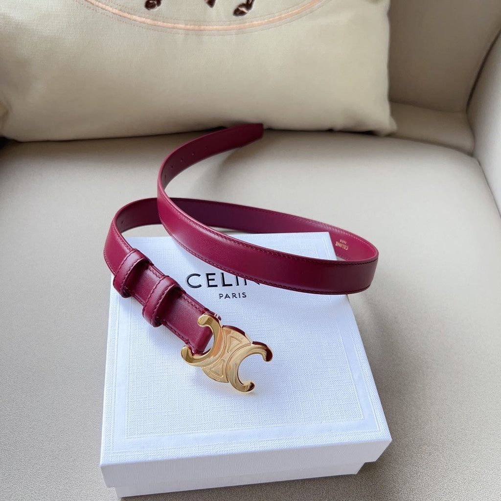 Medium Triomphe Belt 25mm Wine Calfskin Ghw