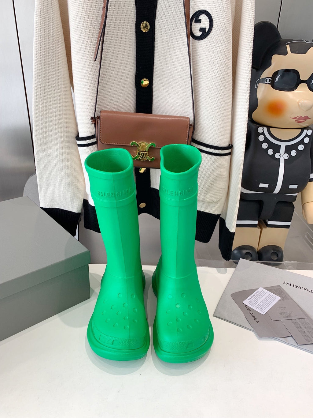 CROCS BOOTS IN GREEN RUBBER
