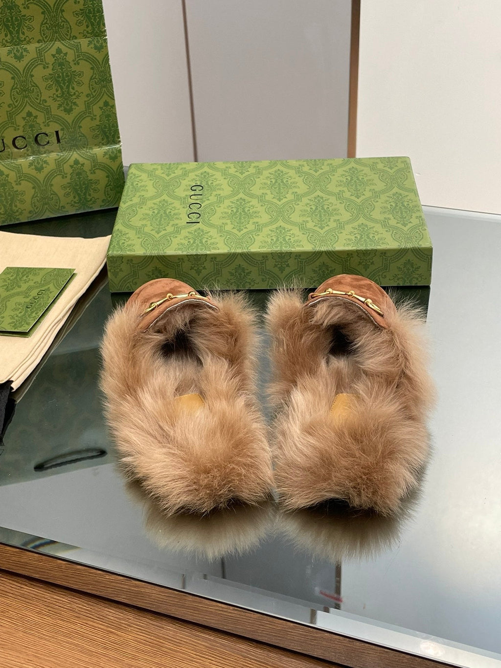 HORSEBIT MULE IN BRONZE BROWN SUEDE AND LAMB WOOL LINING