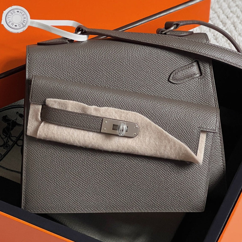 KELLY DESORDRE 20 IN WENGE BROWN EPSOM LEATHER WITH SILVER HARDWARE