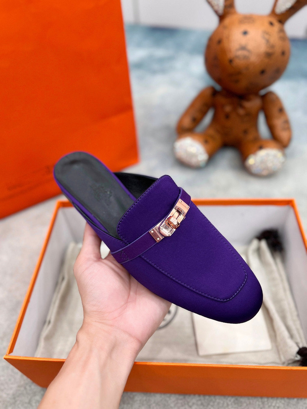 0Z Mule Violet Silk Thick Cloth/Sheepskin