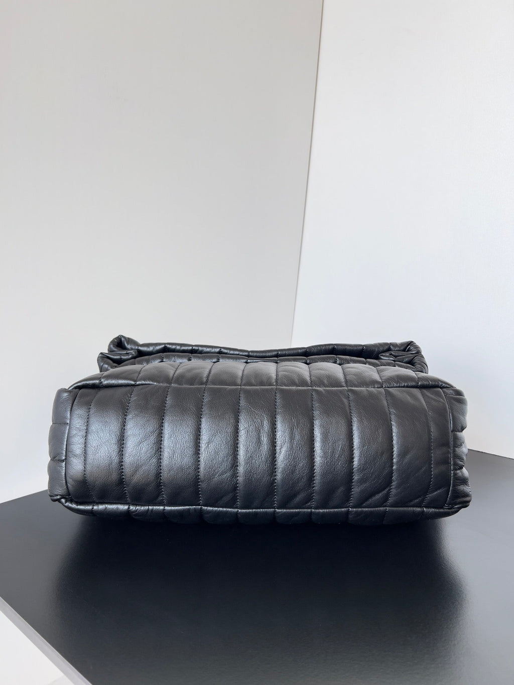 MONACO BAG 32 IN BLACK QUILTED THIN CALFSKIN SILVER HARDWARE