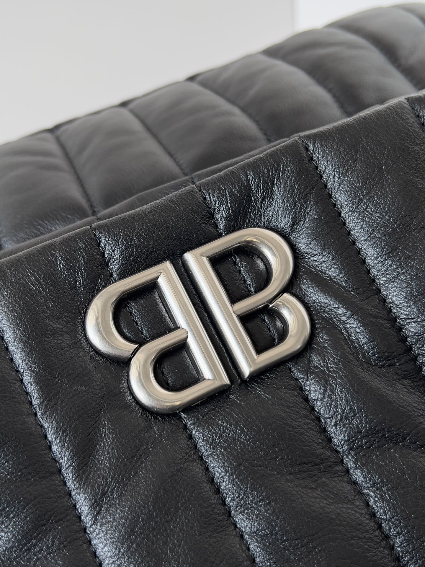 MONACO BAG 32 IN BLACK QUILTED THIN CALFSKIN SILVER HARDWARE