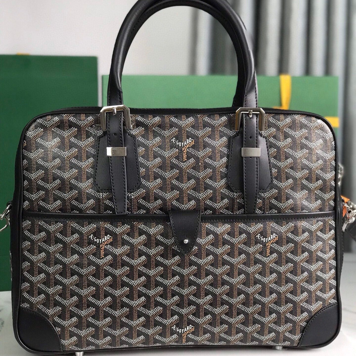 AMBASSADE DOCUMENT CASE 35 IN BLACK GOYARDINE CANVAS