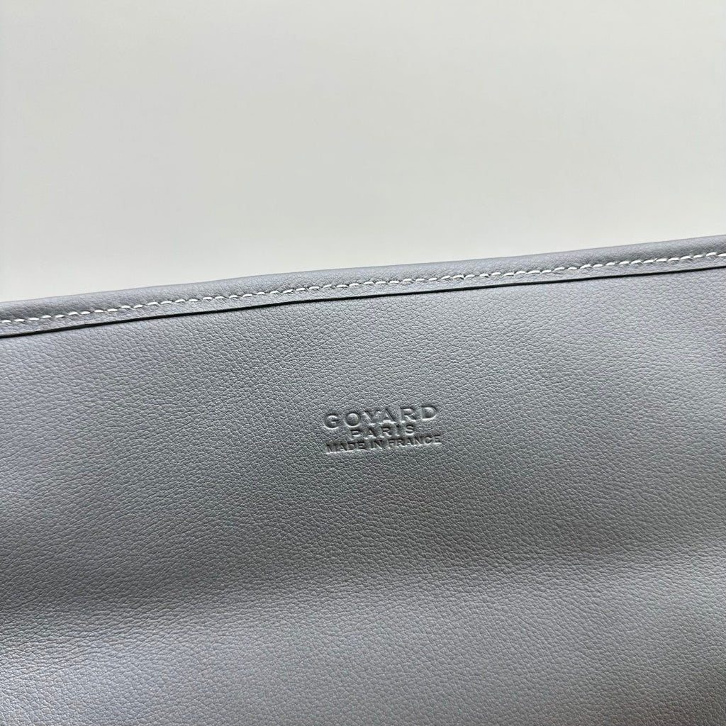 LEGER BACKPACK 37 IN GRAY GOYARDINE CANVAS WITH CALFSKIN TRIM