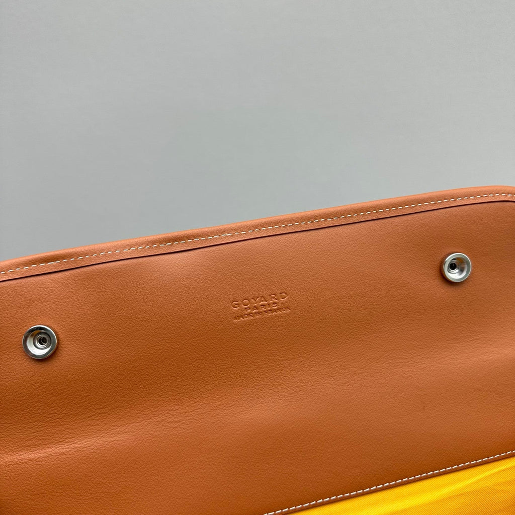 LEGER BACKPACK 37 IN BLACK GOYARDINE CANVAS WITH TAN CALFSKIN TRIM