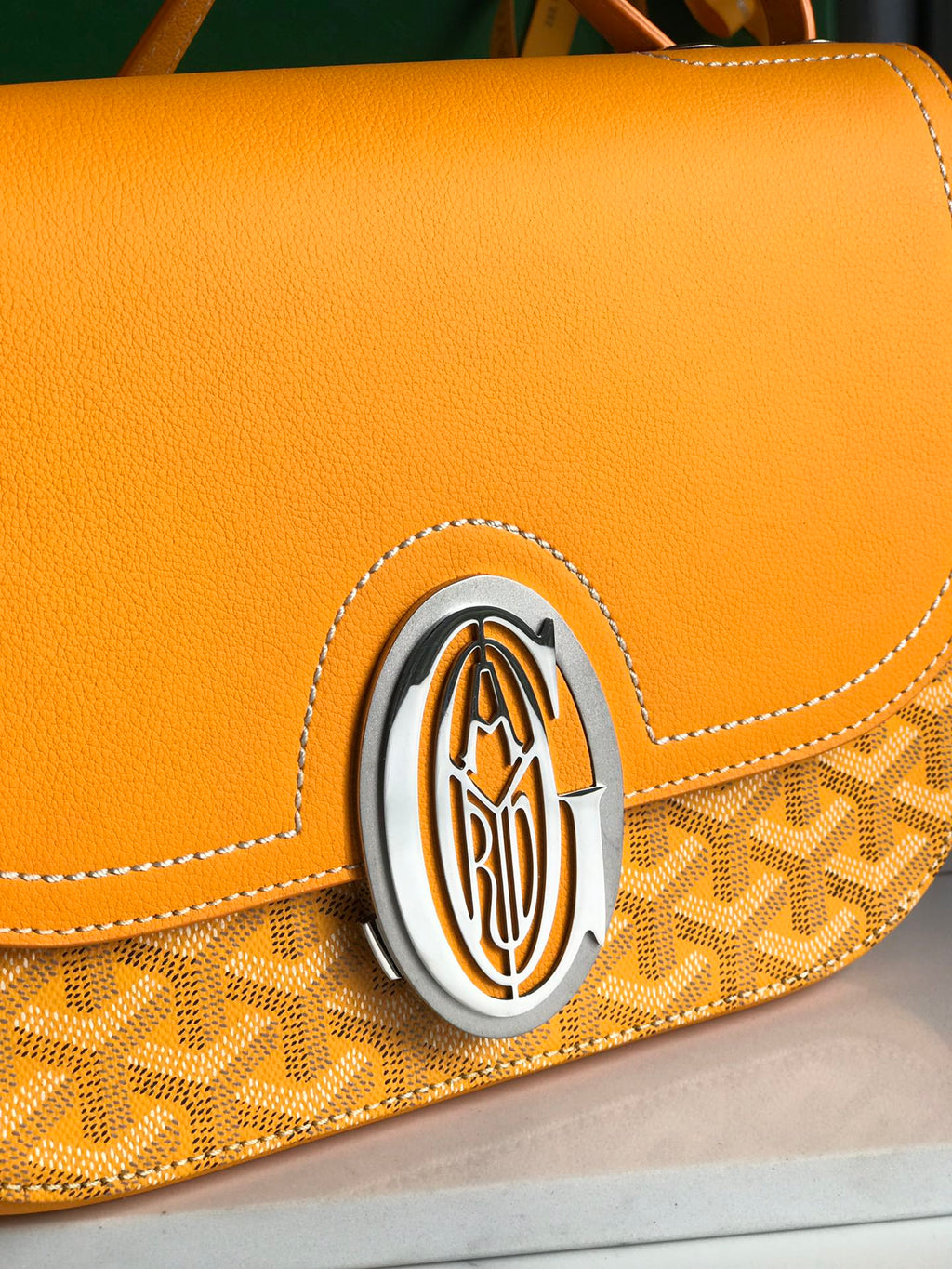 233 BAG 25 IN YELLOW CALFKIN AND GOYARDINE CANVAS