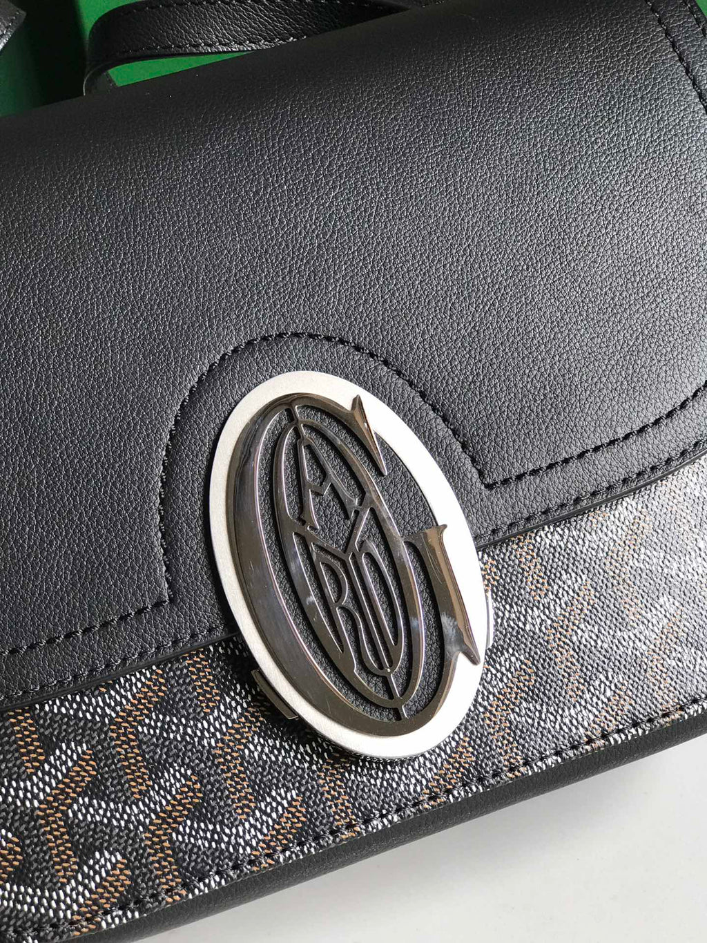 233 BAG 25 IN BLACK CALFKIN AND GOYARDINE CANVAS