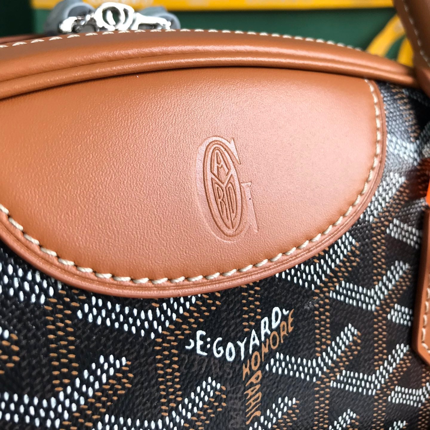 SAINT JEANNE BAG 35 IN BROWN GOYARDINE CANVAS AND CALFSKIN