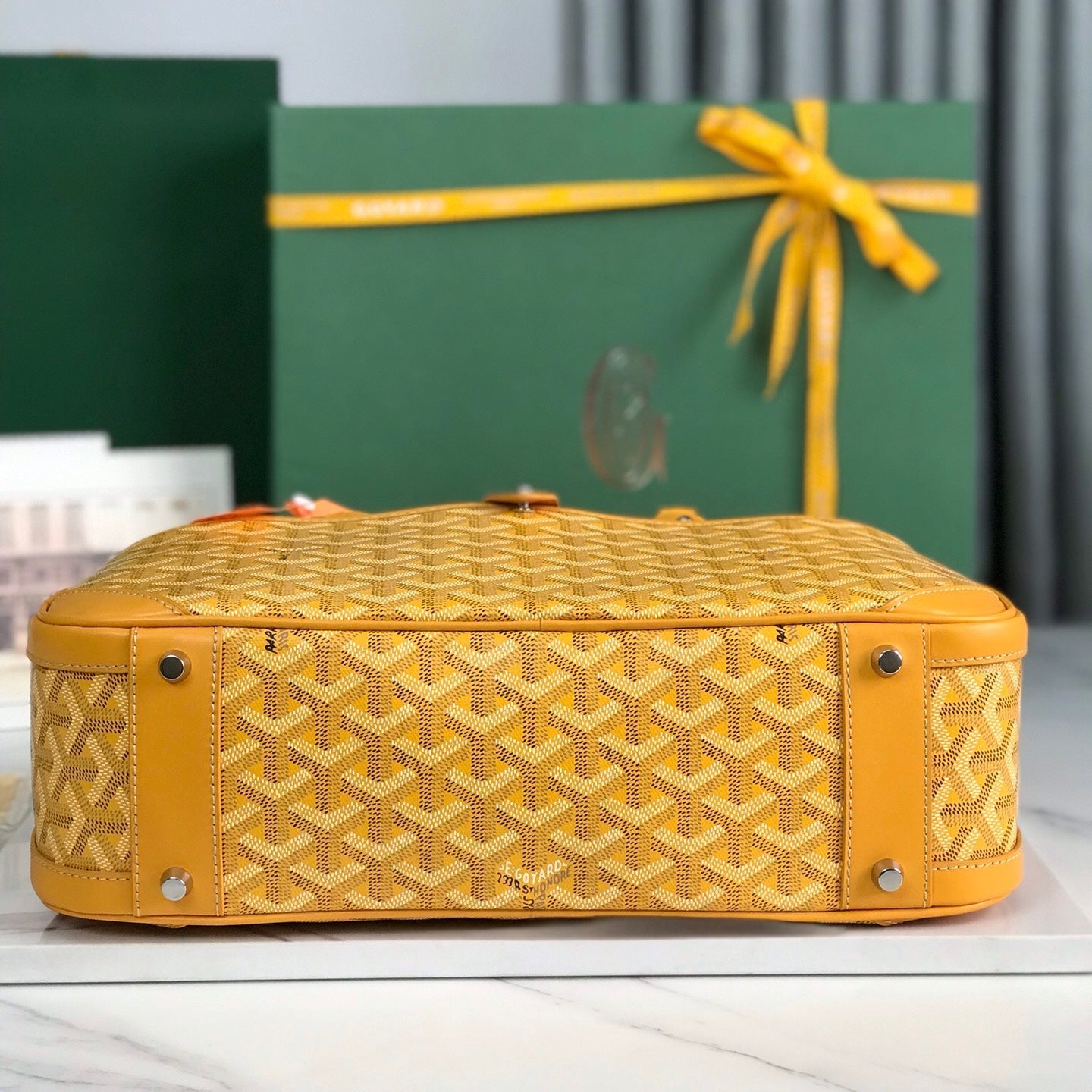 SAINT JEANNE BAG 35 IN YELLOW GOYARDINE CANVAS AND CALFSKIN