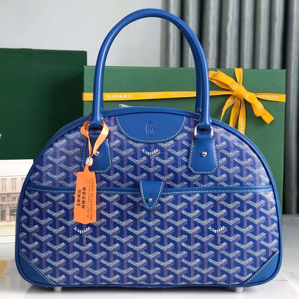 SAINT JEANNE BAG 35 IN AZURE BLUE GOYARDINE CANVAS AND CALFSKIN