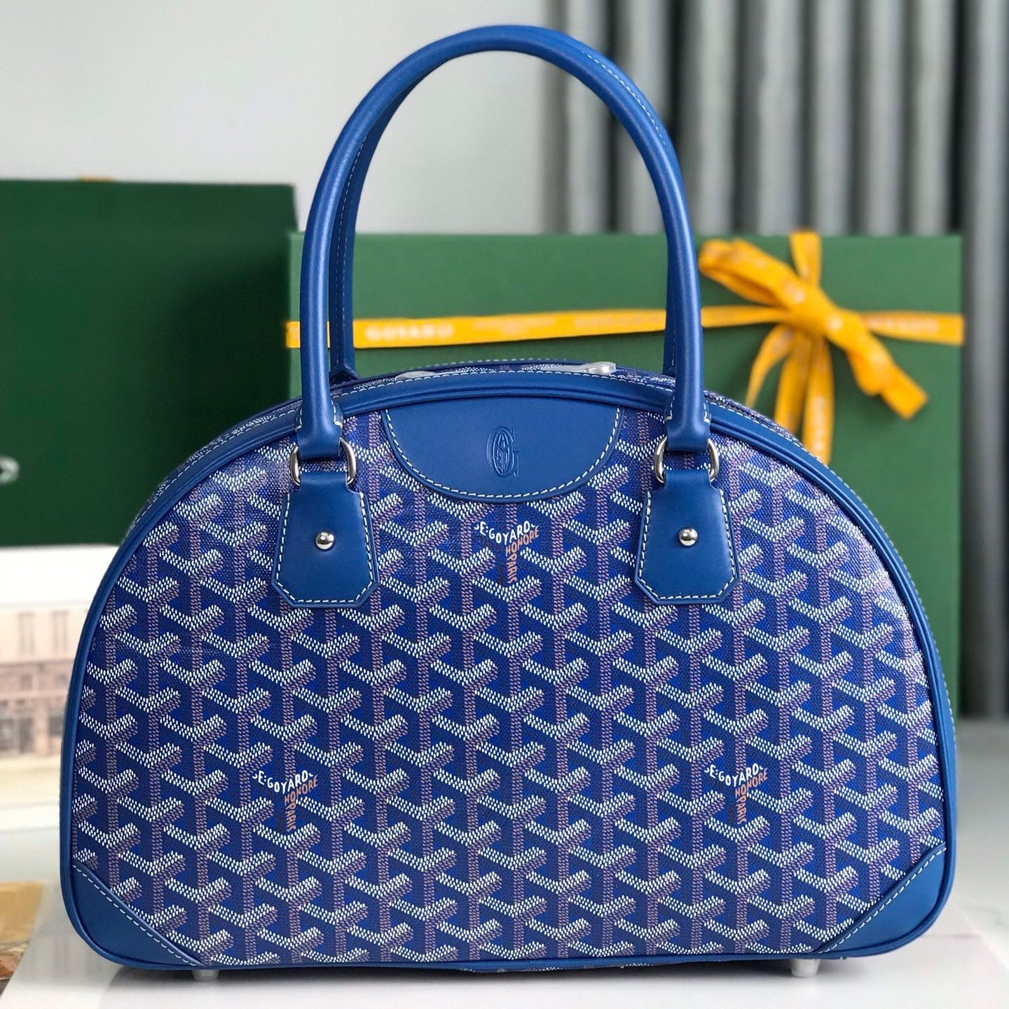 SAINT JEANNE BAG 35 IN AZURE BLUE GOYARDINE CANVAS AND CALFSKIN