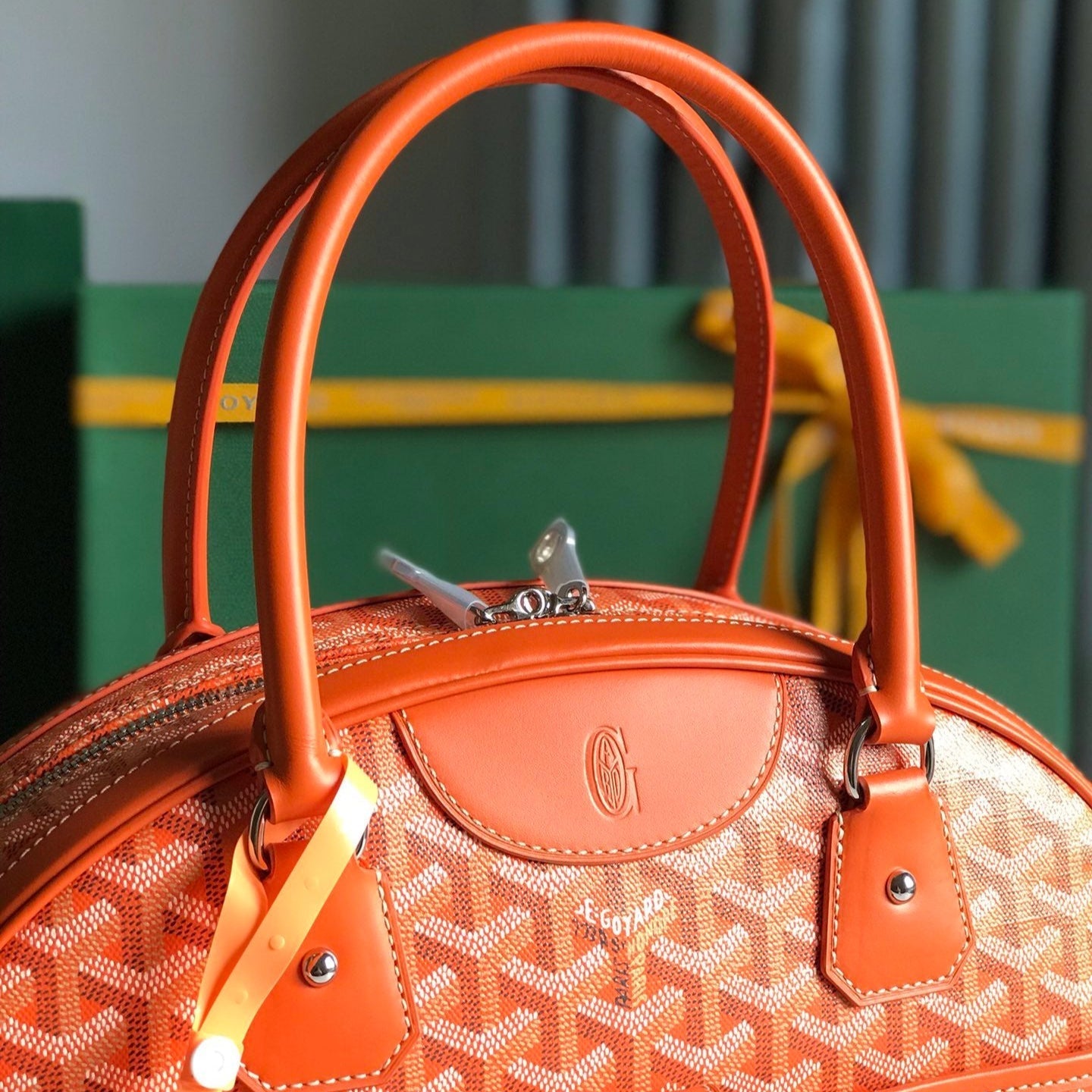 SAINT JEANNE BAG 35 IN RED ORANGE GOYARDINE CANVAS AND CALFSKIN