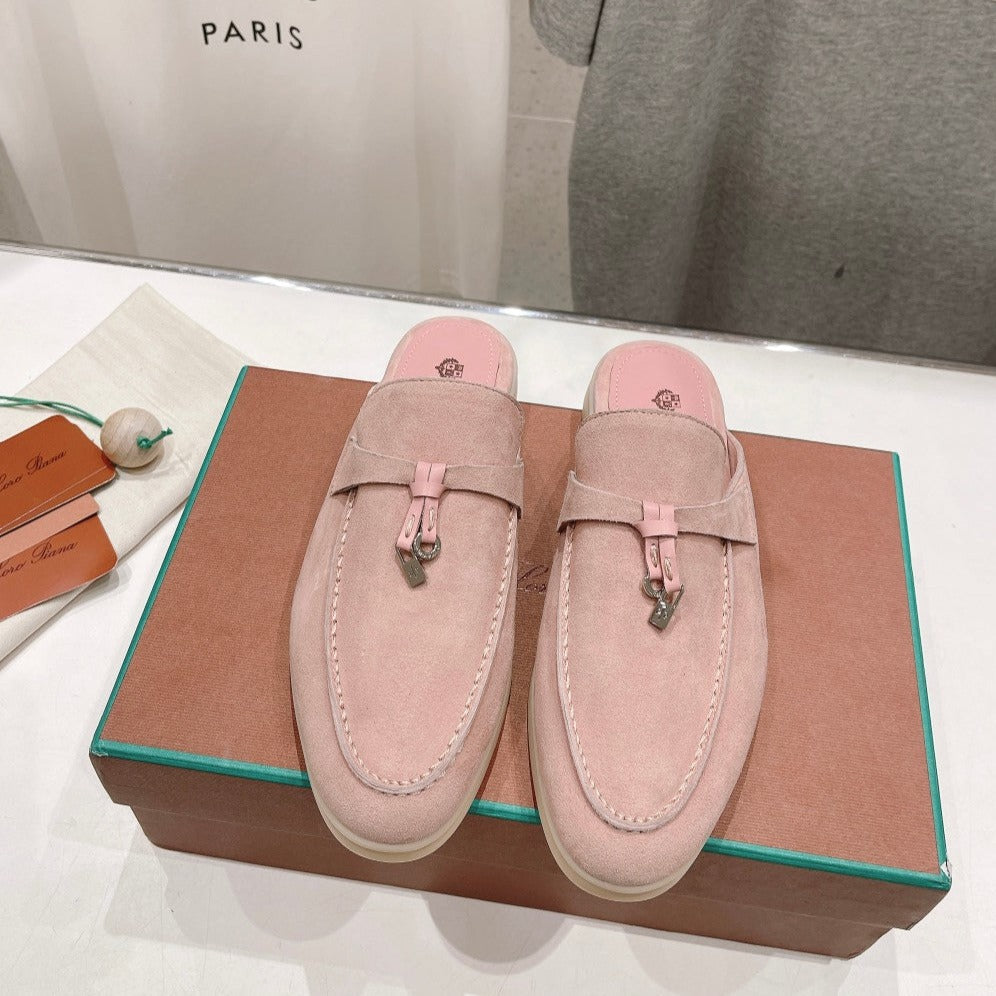LP CHARMS WALK BABOUCHE LOAFERS PASTEL PINK SUEDE