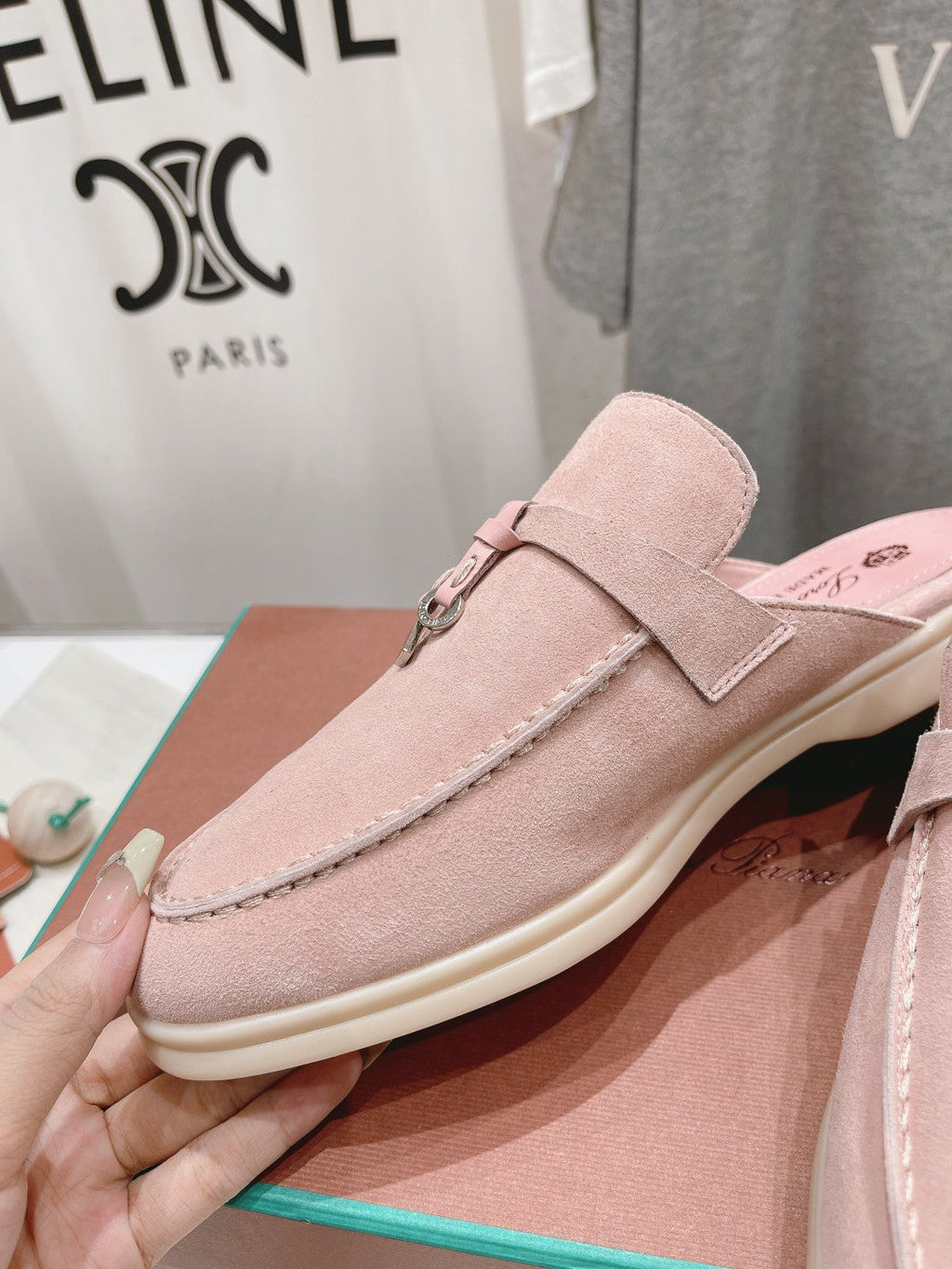 LP CHARMS WALK BABOUCHE LOAFERS PASTEL PINK SUEDE