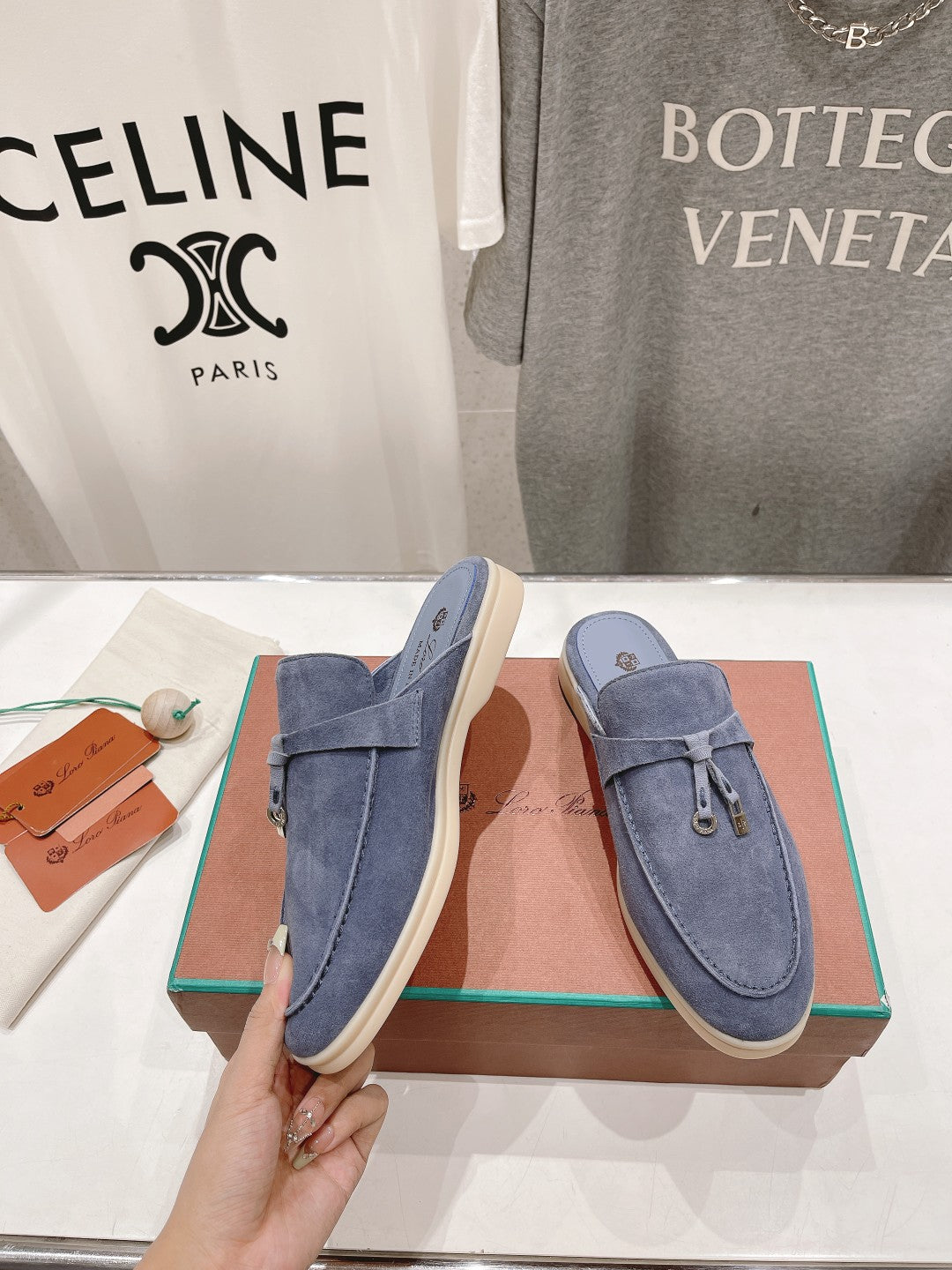 LP CHARMS WALK BABOUCHE LOAFERS CERULEAN SUEDE