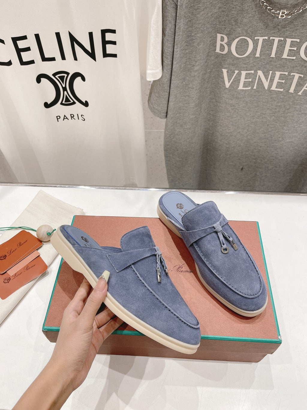 LP CHARMS WALK BABOUCHE LOAFERS CERULEAN SUEDE