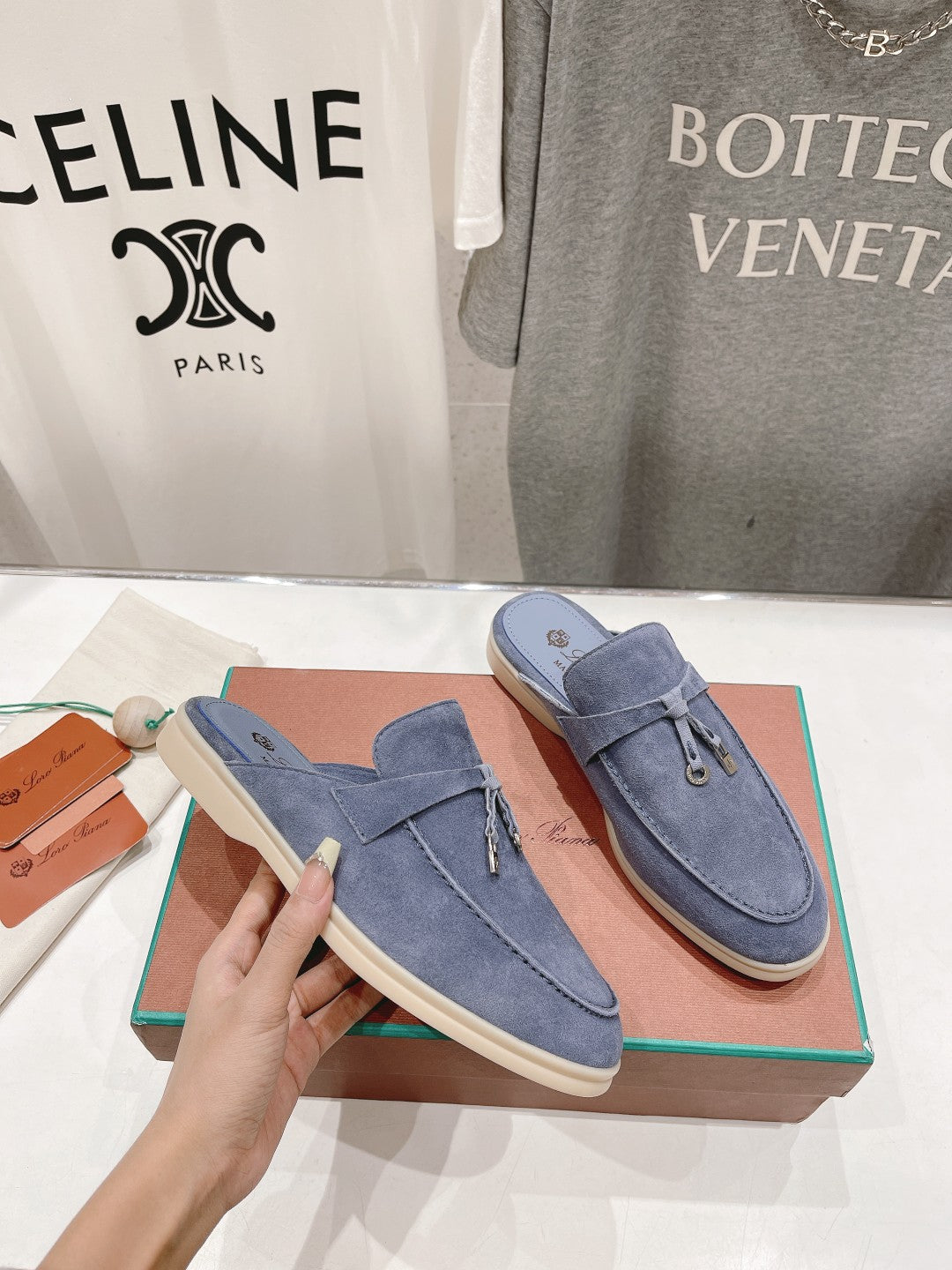 LP CHARMS WALK BABOUCHE LOAFERS CERULEAN SUEDE