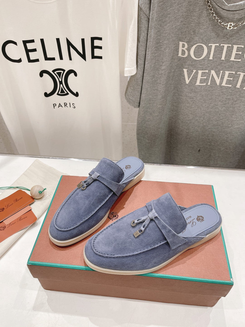 LP CHARMS WALK BABOUCHE LOAFERS CERULEAN SUEDE