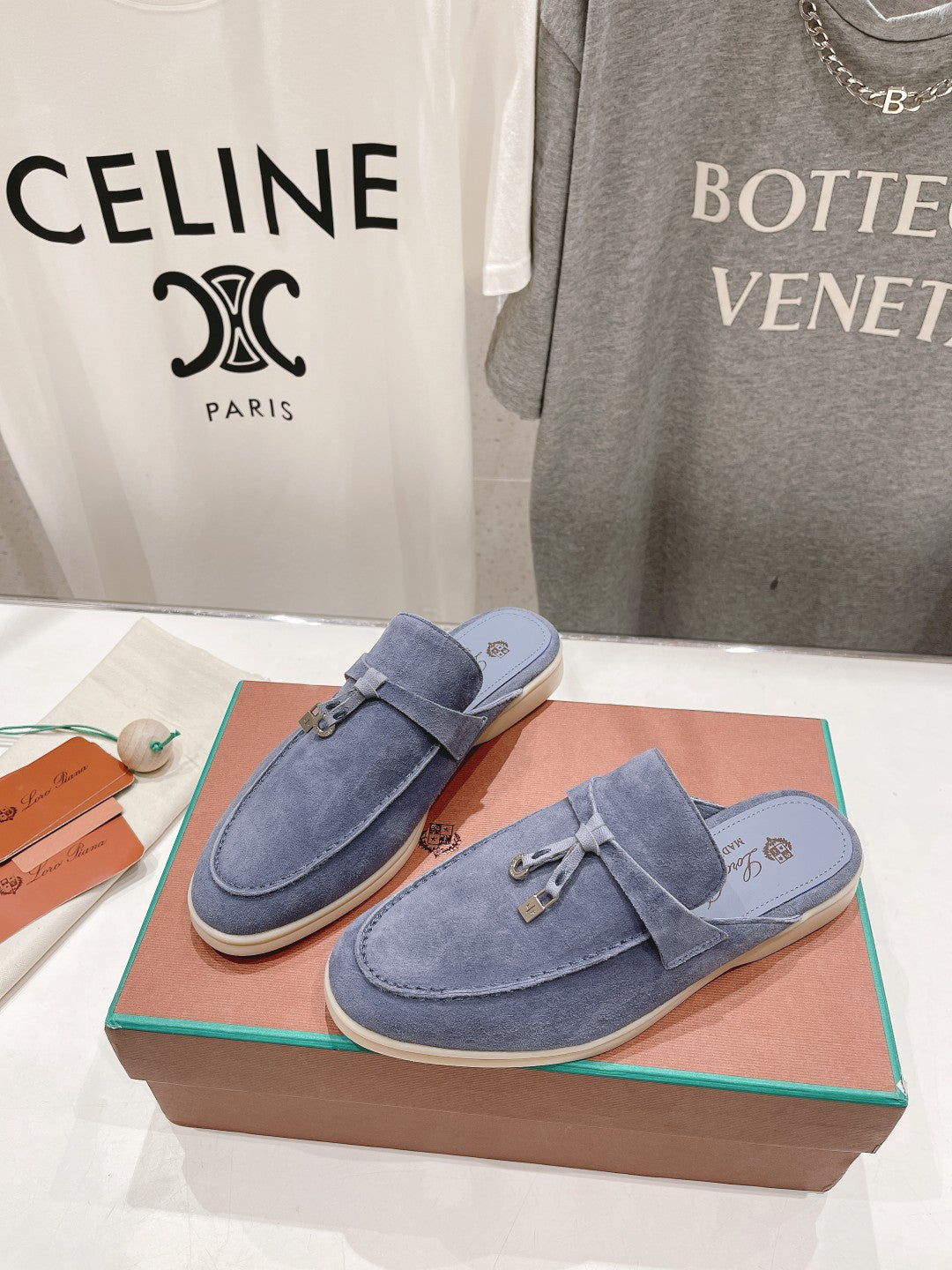 LP CHARMS WALK BABOUCHE LOAFERS CERULEAN SUEDE