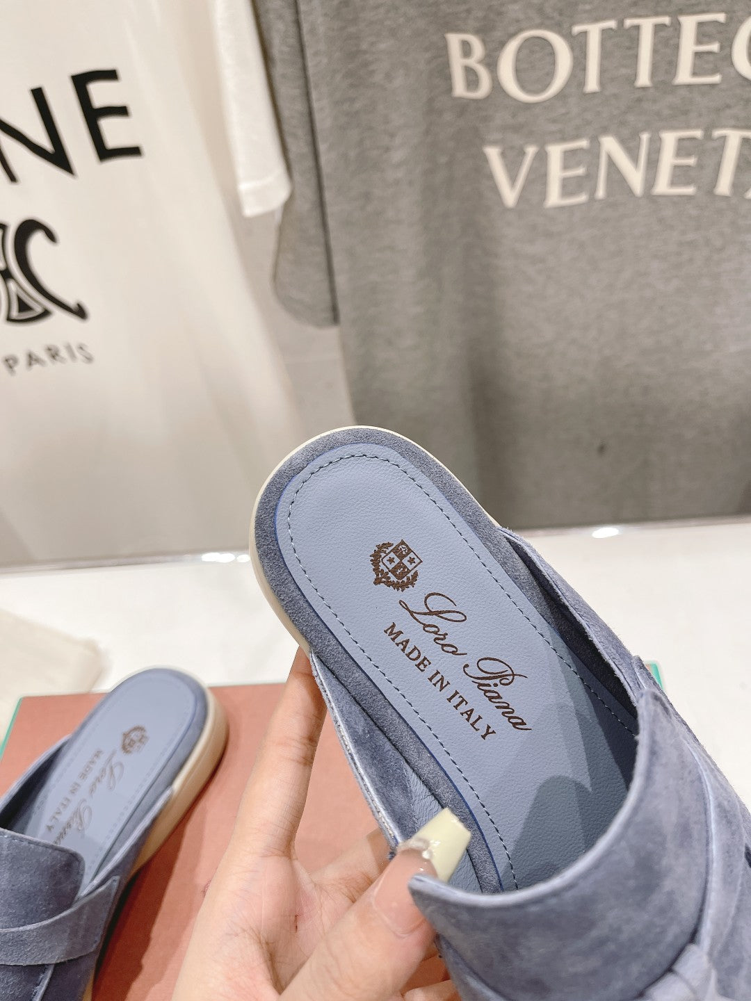 LP CHARMS WALK BABOUCHE LOAFERS CERULEAN SUEDE