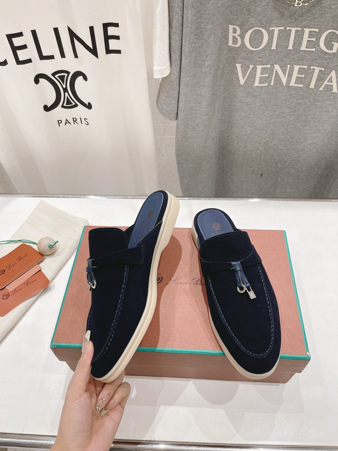 LP CHARMS WALK BABOUCHE LOAFERS DENIM SUEDE