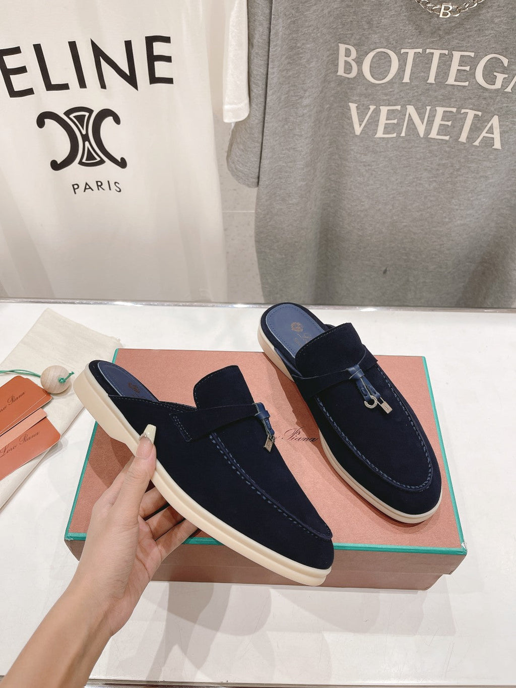 LP CHARMS WALK BABOUCHE LOAFERS DENIM SUEDE