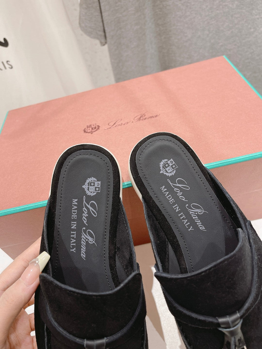 LP CHARMS WALK BABOUCHE LOAFERS BLACK SUEDE