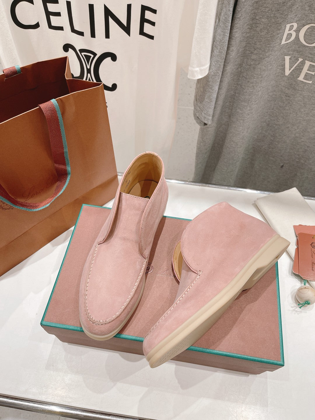 LP HIGH TOP OPEN WALK LOAFERS PASTEL PINK SUEDE