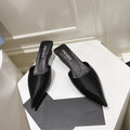 PRA POINTED-TOE MULES BLACK SATIN