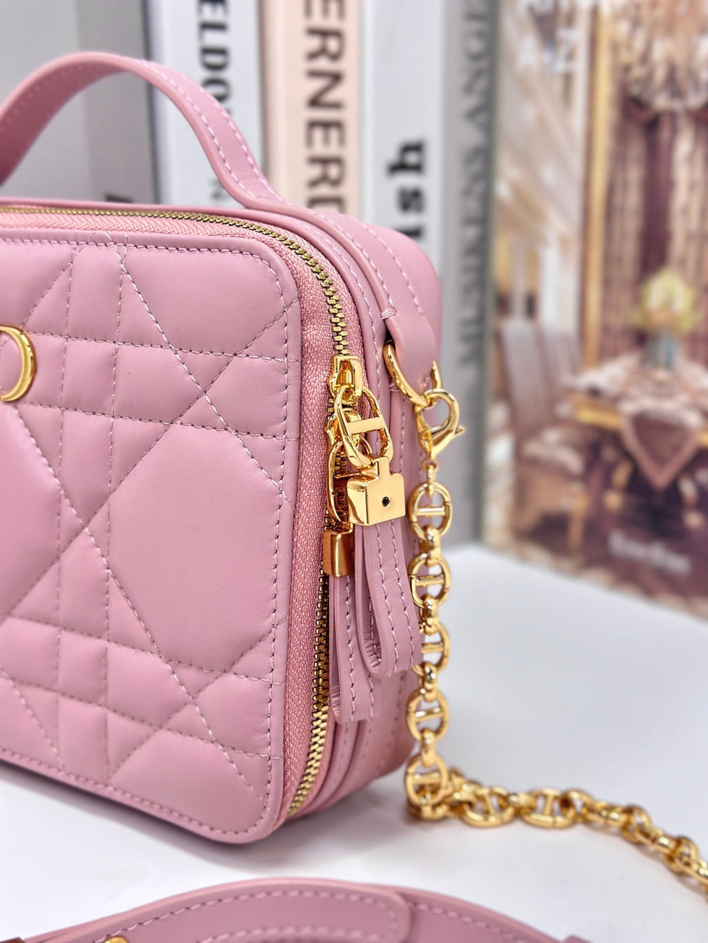 CARO BOX 19 IN LIGHT PINK CALFSKIN