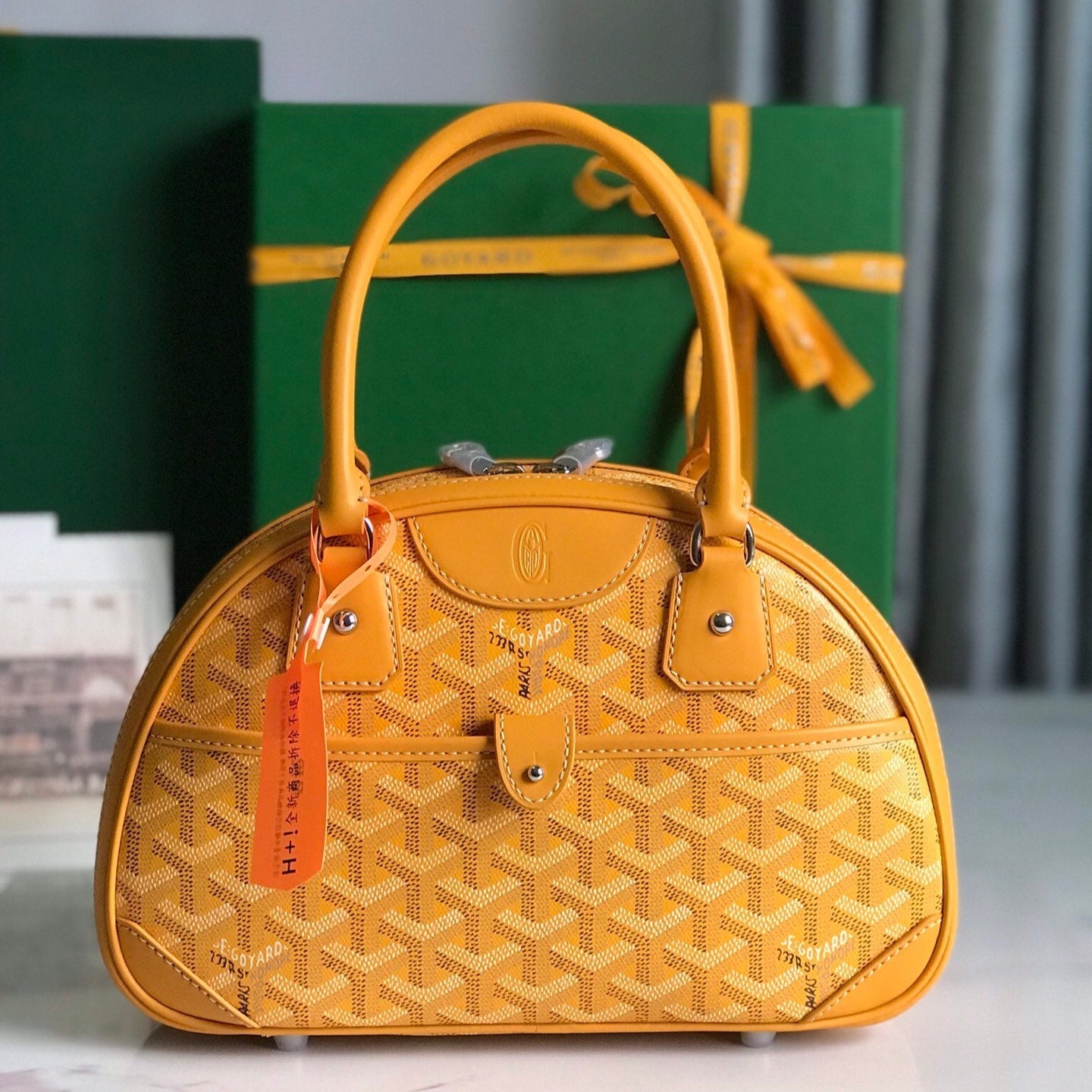 SAINT JEANNE MINI BAG 26 IN YELLOW GOYARDINE CANVAS AND CALFSKIN