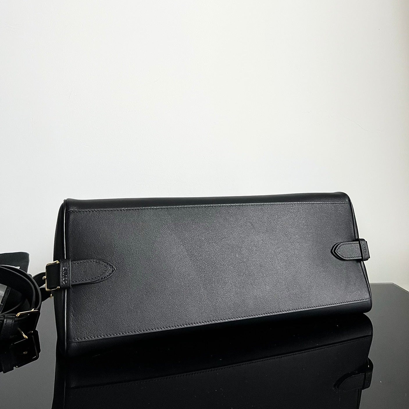 TRIOMPHE 37 BLACK SOFT CALFSKIN HANDBAG