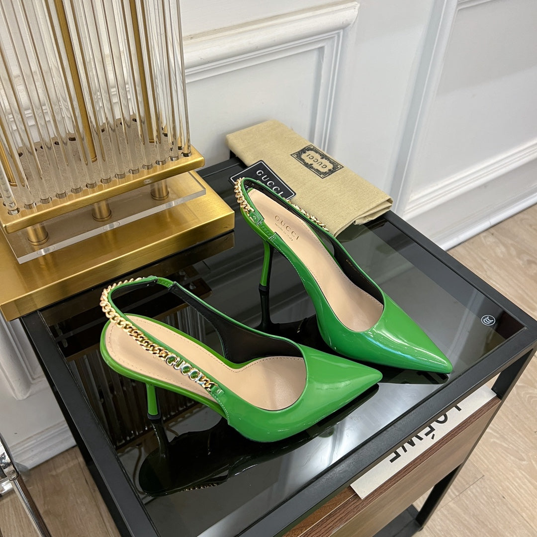 GG SIGNORIA SLINGBACK PUMP EMERALD LAMBSKIN