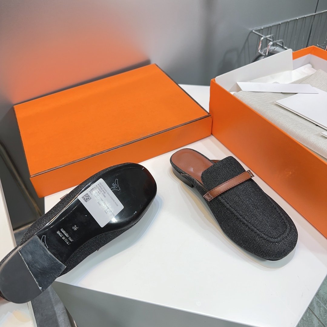 Lena Mule Black Denim