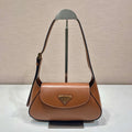 FLAP BAG 25 IN CINNAMON BROWN SMOOTH CALFSKIN TRIANGLE LOGO
